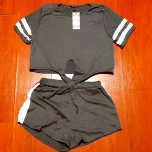 Boohoo Stripe Detail Short Set